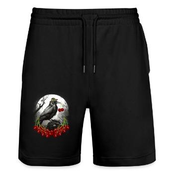 Sommerzeit Kirschen Kirsche Raben Rabe Krähe - Stanley/Stella Unisex Bio Joggingshorts Trainer  - Schwarz - Vorne - Nik (191cm) & Marisol (170cm)