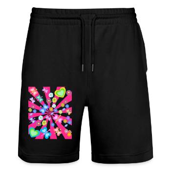 Printemps Eté Enfants Enfant Rétro Vintage Années 80 - Short de jogging bio TRAINER Stanley/Stella unisexe - noir - Devant - Nik (191cm) & Marisol (170cm)