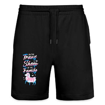 Transgender Trans LGBT Pride - Stanley/Stella Trainer Unisex Organic Jogging Shorts - black - Front - Nik (191cm) & Marisol (170cm)