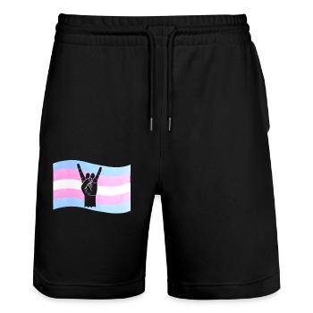 Fierté LGBT transgenre - Short de jogging bio TRAINER Stanley/Stella unisexe - noir - Devant - Nik (191cm) & Marisol (170cm)