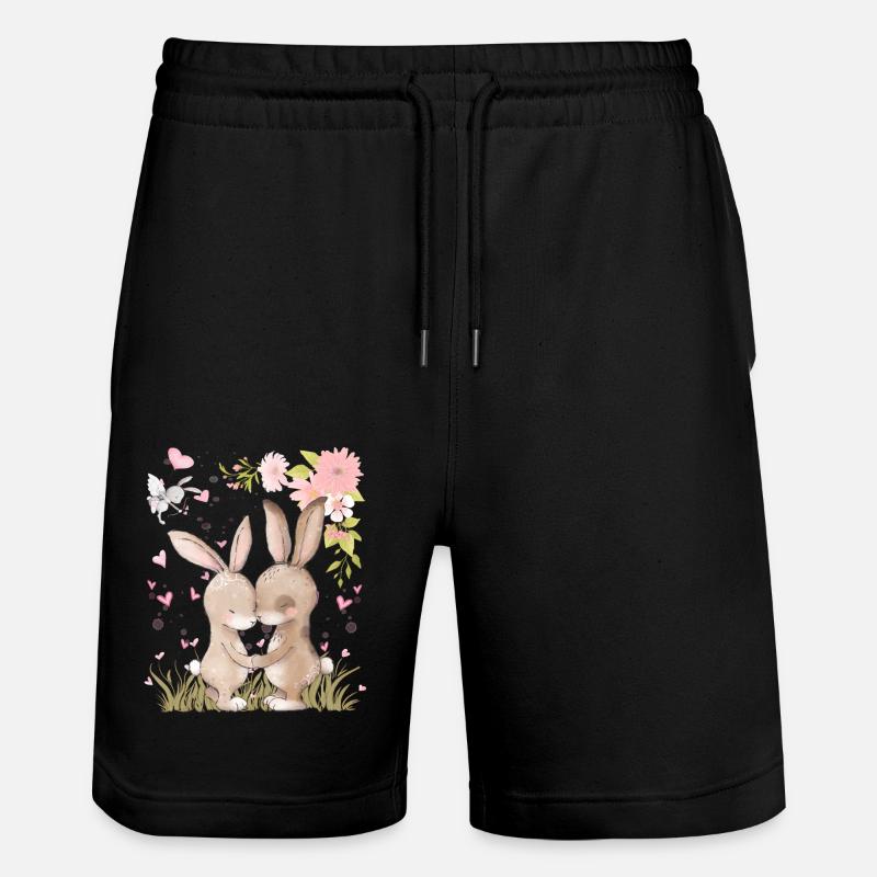 Lapins amoureux des cœurs - Short de jogging bio TRAINER Stanley/Stella unisexe - noir