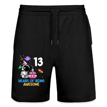 13 Jahre Großartig Sein Astronaut Geburtstag - Stanley/Stella Unisex Bio Joggingshorts Trainer  - Schwarz - Vorne - Nik (191cm) & Marisol (170cm)