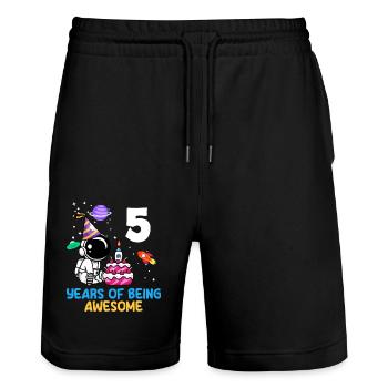 5 Years Be Great Birthday - Stanley/Stella Trainer Unisex Organic Jogging Shorts - black - Front - Nik (191cm) & Marisol (170cm)
