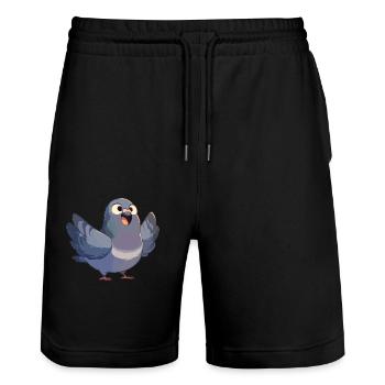 Tauben Taube - Stanley/Stella Unisex Bio Joggingshorts Trainer  - Schwarz - Vorne - Nik (191cm) & Marisol (170cm)