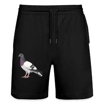Tauben Taube - Stanley/Stella Unisex Bio Joggingshorts Trainer  - Schwarz - Vorne - Nik (191cm) & Marisol (170cm)