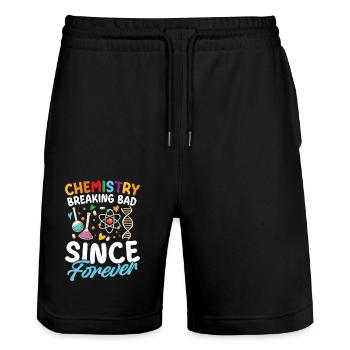 Chemie Breaking Seit Ewigkeiten STEM Bildung - Stanley/Stella Unisex Bio Joggingshorts Trainer  - Schwarz - Vorne - Nik (191cm) & Marisol (170cm)