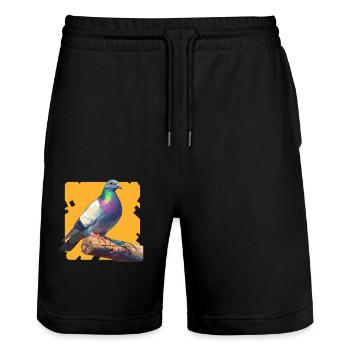 Tauben Taube - Stanley/Stella Unisex Bio Joggingshorts Trainer  - Schwarz - Vorne - Nik (191cm) & Marisol (170cm)