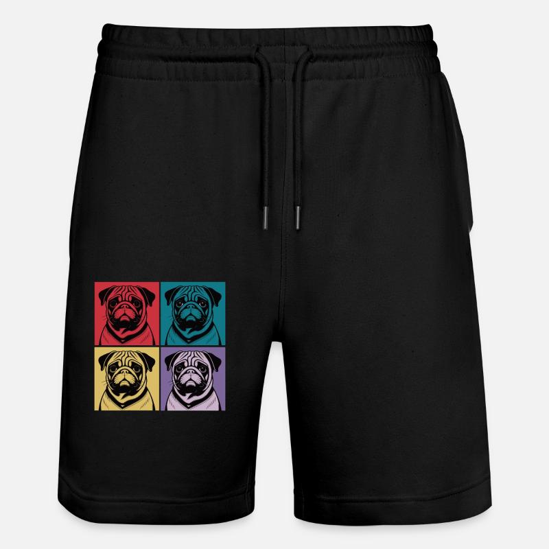 Mops Popart - Stanley/Stella Unisex Bio Joggingshorts Trainer  - Schwarz
