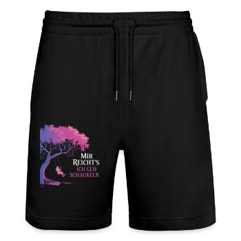 Mir Reicht's Ich Geh Schaukeln Unter Baum Mit - Stanley/Stella Unisex Bio Joggingshorts Trainer  - Schwarz - Vorne - Nik (191cm) & Marisol (170cm)