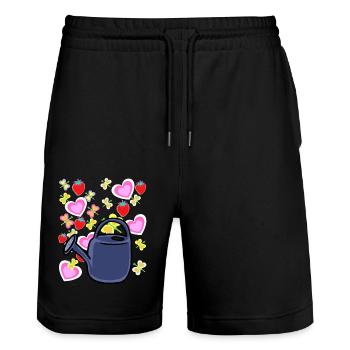 Jardinier arrosoir Rétro Fraises Fruit Fruit - Short de jogging bio TRAINER Stanley/Stella unisexe - noir - Devant - Nik (191cm) & Marisol (170cm)