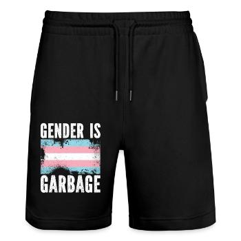 Transgender Trans LGBT Pride - Stanley/Stella Trainer Unisex Organic Jogging Shorts - black - Front - Nik (191cm) & Marisol (170cm)