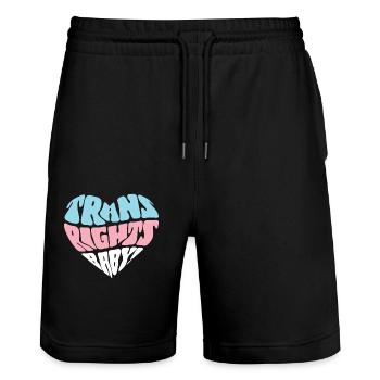 Transgender Trans LGBT Pride - Stanley/Stella Trainer Unisex Organic Jogging Shorts - black - Front - Nik (191cm) & Marisol (170cm)