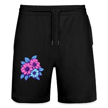 Trio de fleurs néon - Short de jogging bio TRAINER Stanley/Stella unisexe - noir - Devant - Nik (191cm) & Marisol (170cm)