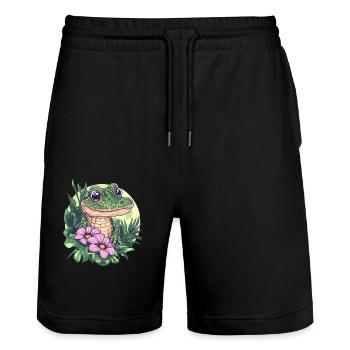 Krokodil im Dschungel - Stanley/Stella Unisex Bio Joggingshorts Trainer  - Schwarz - Vorne - Nik (191cm) & Marisol (170cm)