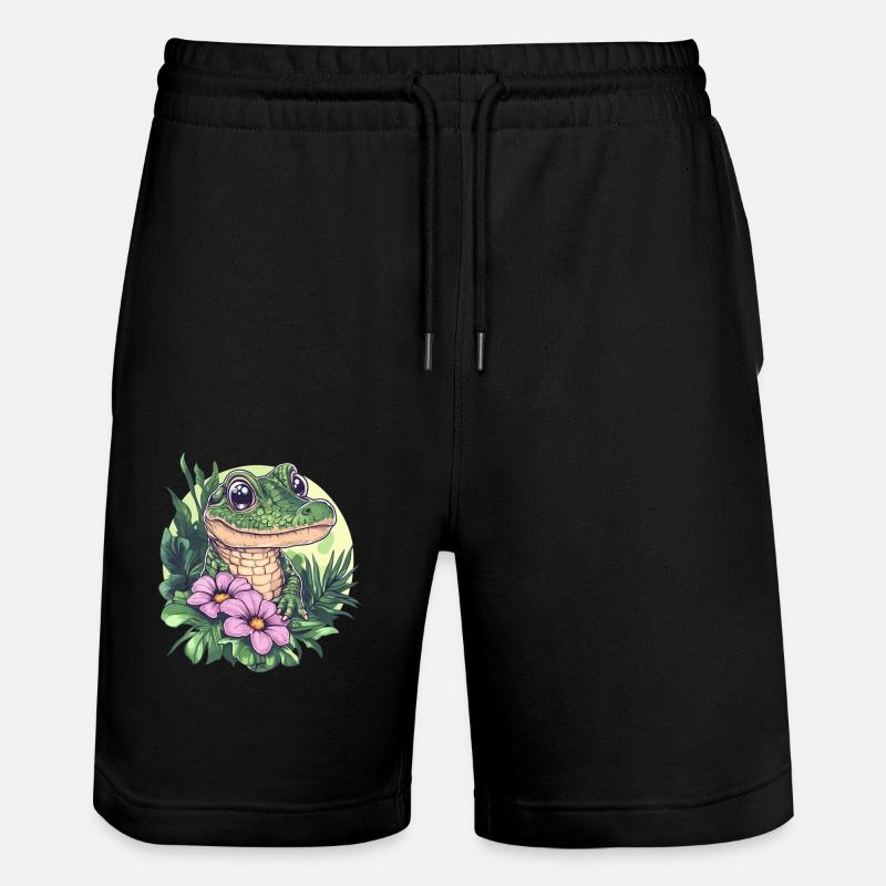 Krokodil im Dschungel - Stanley/Stella Unisex Bio Joggingshorts Trainer  - Schwarz