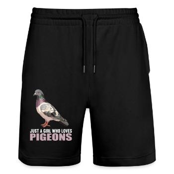 Tauben Taube - Stanley/Stella Unisex Bio Joggingshorts Trainer  - Schwarz - Vorne - Nik (191cm) & Marisol (170cm)