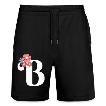Buchstabe b Minimalistische Blumen - Stanley/Stella Unisex Bio Joggingshorts Trainer  - Schwarz - Vorne - Nik (191cm) & Marisol (170cm)