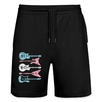 Transgender Trans LGBT Pride - Stanley/Stella Trainer Unisex Organic Jogging Shorts - black - Front - Nik (191cm) & Marisol (170cm)