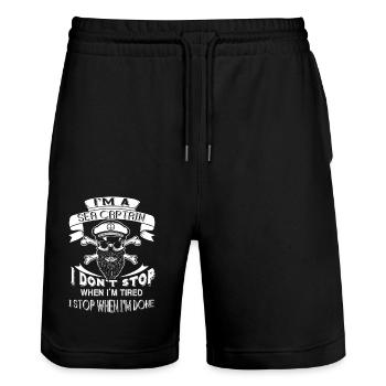 Sea Captain I Stop When I am Done - Stanley/Stella Trainer Unisex Organic Jogging Shorts - black - Front - Nik (191cm) & Marisol (170cm)
