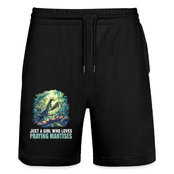 Gottesanbeterinnenen Gottesanbeterin - Stanley/Stella Unisex Bio Joggingshorts Trainer  - Schwarz - Vorne - Nik (191cm) & Marisol (170cm)