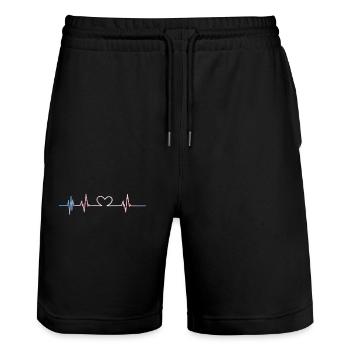Transgender Trans LGBT Pride - Stanley/Stella Unisex Bio Joggingshorts Trainer  - Schwarz - Vorne - Nik (191cm) & Marisol (170cm)