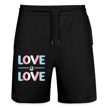 Transgender Trans LGBT Pride - Stanley/Stella Trainer Unisex Organic Jogging Shorts - black - Front - Nik (191cm) & Marisol (170cm)