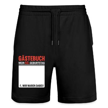 Gästebuch 60 Geburtstag Wir Waren Dabei - Stanley/Stella Unisex Bio Joggingshorts Trainer  - Schwarz - Vorne - Nik (191cm) & Marisol (170cm)
