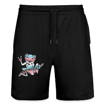 Transgender Trans LGBT Pride - Stanley/Stella Trainer Unisex Organic Jogging Shorts - black - Front - Nik (191cm) & Marisol (170cm)