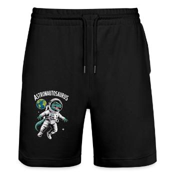Astronautosaurus - Stanley/Stella Trainer Unisex Organic Jogging Shorts - black - Front - Nik (191cm) & Marisol (170cm)