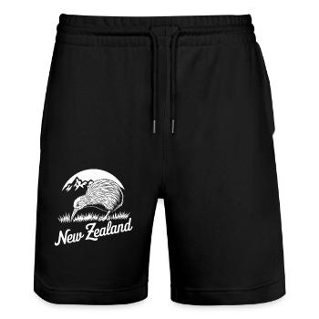 New Zealand Kiwi Mountains Nature Adventure Design - Stanley/Stella Trainer Unisex Organic Jogging Shorts - black - Front - Nik (191cm) & Marisol (170cm)