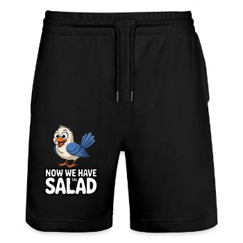 VOGEL MAINTENANT, NOUS AVONS LA SALADE - Short de jogging bio TRAINER Stanley/Stella unisexe - noir - Devant - Nik (191cm) & Marisol (170cm)
