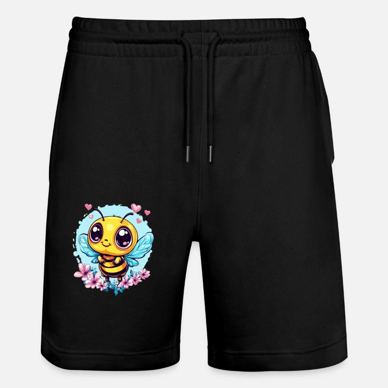 Liebevolle Honigbiene - Stanley/Stella Unisex Bio Joggingshorts Trainer - Schwarz
