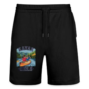 Kayak Girls Abenteuer in der Natur für Wassersport - Stanley/Stella Unisex Bio Joggingshorts Trainer  - Schwarz - Vorne - Nik (191cm) & Marisol (170cm)