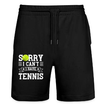 Drôle de joueur de tennis - Short de jogging bio TRAINER Stanley/Stella unisexe - noir - Devant - Nik (191cm) & Marisol (170cm)