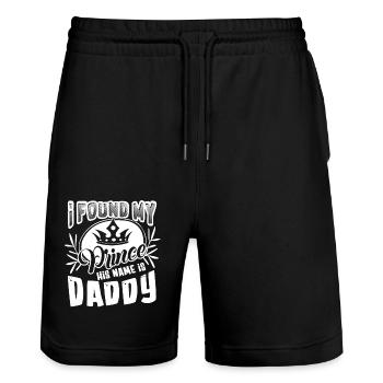 Father's Day My Daddy Is My Prince - Stanley/Stella Trainer Unisex Organic Jogging Shorts - black - Front - Nik (191cm) & Marisol (170cm)