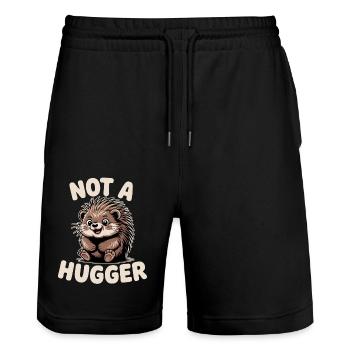 Not A Hugger Porcupine Funny Shy Introvert Animal - Stanley/Stella Trainer Unisex Organic Jogging Shorts - black - Front - Nik (191cm) & Marisol (170cm)