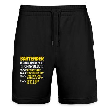 Bartender Versteckt Sich Vor Der Frau - Stanley/Stella Unisex Bio Joggingshorts Trainer  - Schwarz - Vorne - Nik (191cm) & Marisol (170cm)