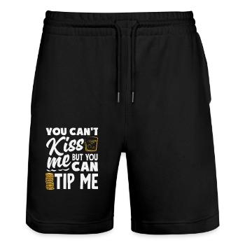 You can't kiss me but you can kiss me - Stanley/Stella Trainer Unisex Organic Jogging Shorts - black - Front - Nik (191cm) & Marisol (170cm)