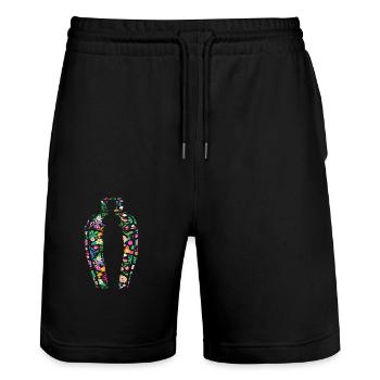 Bunte Blumen Bartender Inspiration - Stanley/Stella Unisex Bio Joggingshorts Trainer  - Schwarz - Vorne - Nik (191cm) & Marisol (170cm)