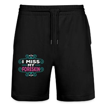 I miss my foreskin humorous expression - Stanley/Stella Trainer Unisex Organic Jogging Shorts - black - Front - Nik (191cm) & Marisol (170cm)