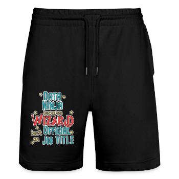 Data Ninja Wizard - Stanley/Stella Unisex Bio Joggingshorts Trainer  - Schwarz - Vorne - Nik (191cm) & Marisol (170cm)