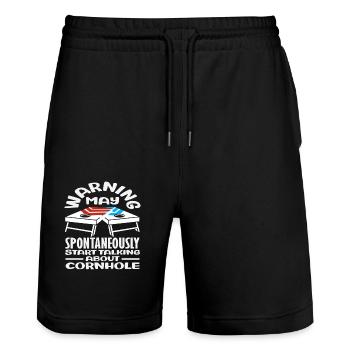 Cornhole Liebhaber Warnung Spricht Spontan - Stanley/Stella Unisex Bio Joggingshorts Trainer  - Schwarz - Vorne - Nik (191cm) & Marisol (170cm)
