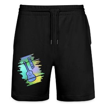 Jarel als Guitar - Stanley/Stella Unisex Bio Joggingshorts Trainer  - Schwarz - Vorne - Nik (191cm) & Marisol (170cm)