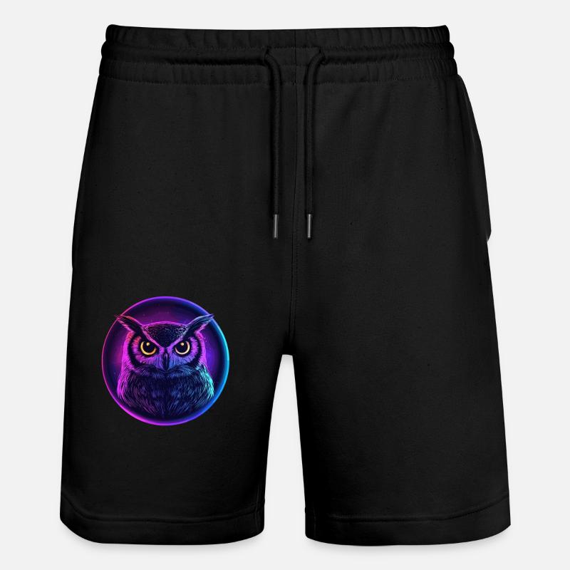Leuchtende Neon-Eule - Stanley/Stella Unisex Bio Joggingshorts Trainer  - Schwarz