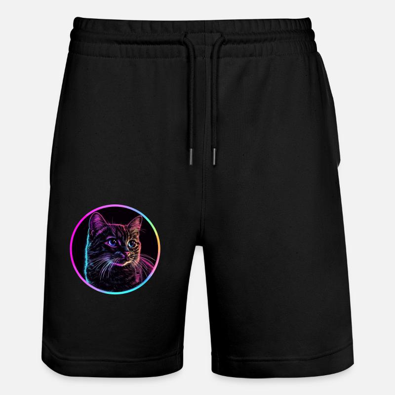 Chat néon en cercle - Short de jogging bio TRAINER Stanley/Stella unisexe - noir