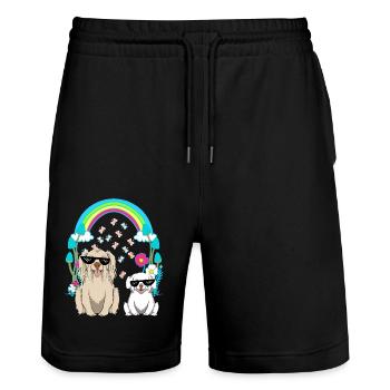 Chiens Chien Enfants Enfants Animaux de compagnie - Short de jogging bio TRAINER Stanley/Stella unisexe - noir - Devant - Nik (191cm) & Marisol (170cm)