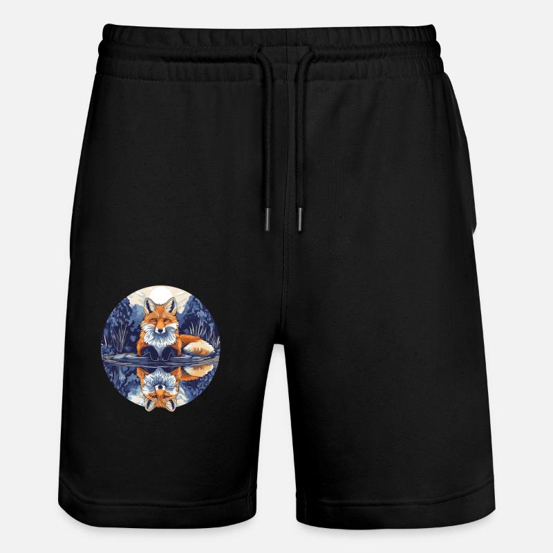 Fuchs mit Spiegelbild - Stanley/Stella Unisex Bio Joggingshorts Trainer  - Schwarz