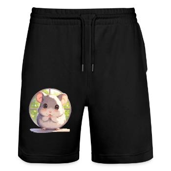 Rat Rat - Short de jogging bio TRAINER Stanley/Stella unisexe - noir - Devant - Nik (191cm) & Marisol (170cm)