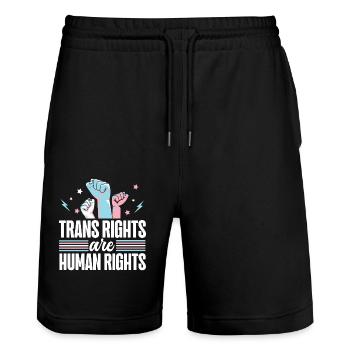 Transgender Trans LGBT Pride - Stanley/Stella Trainer Unisex Organic Jogging Shorts - black - Front - Nik (191cm) & Marisol (170cm)