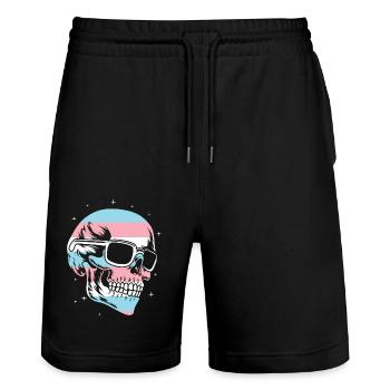 Transgender Trans LGBT Pride - Stanley/Stella Unisex Bio Joggingshorts Trainer  - Schwarz - Vorne - Nik (191cm) & Marisol (170cm)